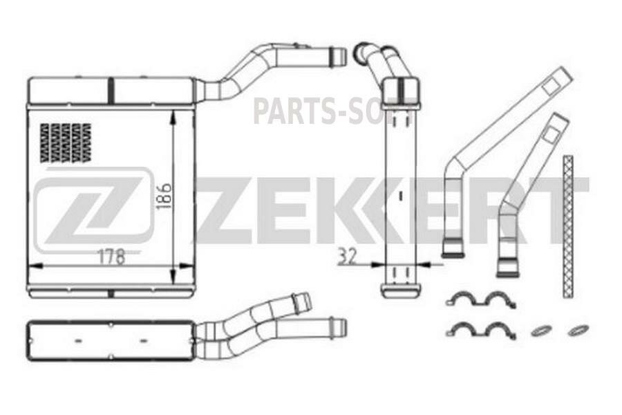 ZEKKERT MK-5129 Радиатор отопителя Ford C-Max 07- Focus II 04- Mazda 3 03- 5 05- Volvo C30 06- C70 II 06-