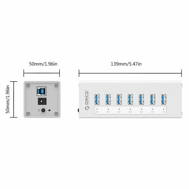 USB-концентратор ORICO A3H7, разъемов: 7, черный - фото №11