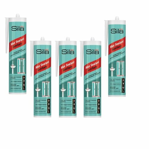 Силиконовый санитарный герметик Sila белый PRO Max Sealant 280 мл - (5 шт.)