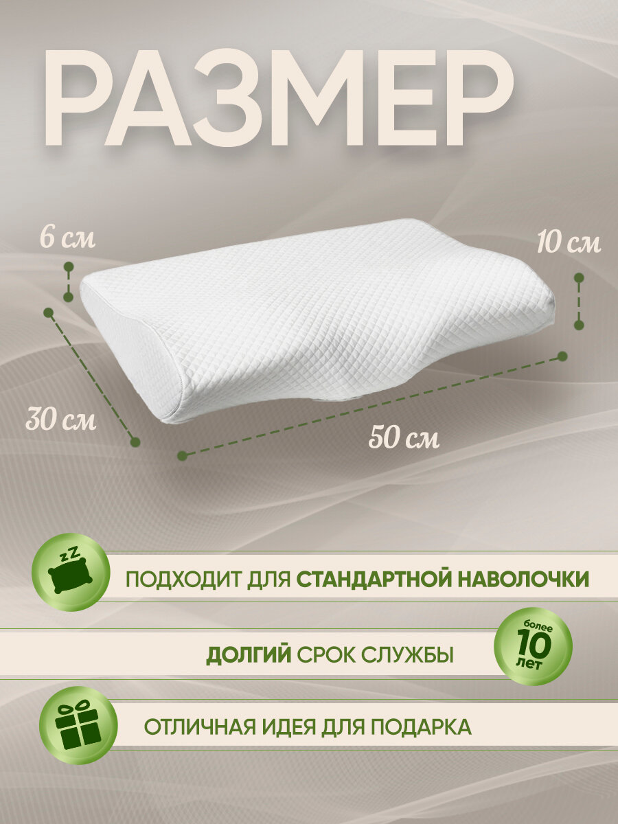 Подушка с эффектом памяти ортопедическая, анатомическая для сна