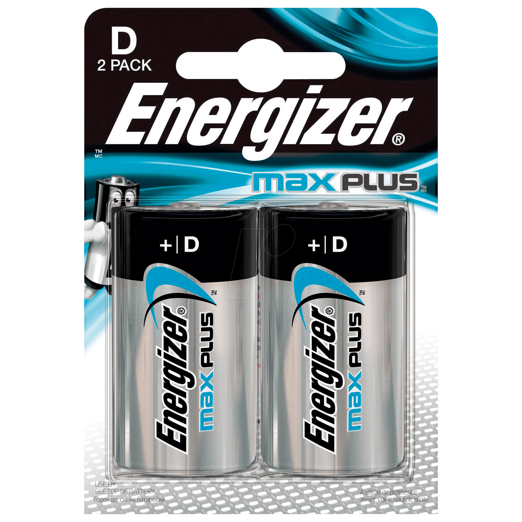 Батарейки Energizer Max Plus щелочные D LR20 1.5В 4 штуки