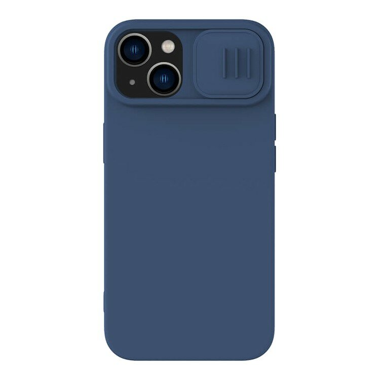 Чехол с защитой камеры для iPhone 14, Nillkin CamShield Silky Silicone Midnight Blue