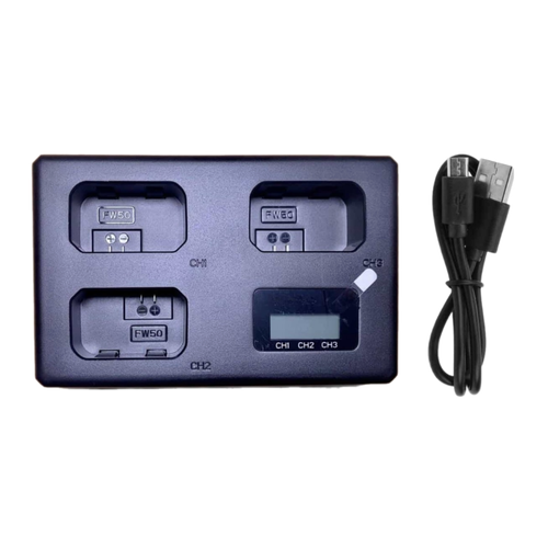 двойное зарядное устройство np fw50 micro usb и type c для sony Тройное зарядное устройство TT-NPFW50 USB Type-C для аккумуляторов Sony NP-FW50