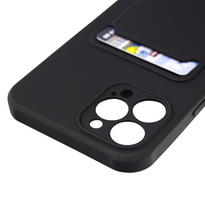 Чехол для iPhone 12 Pro Max с отделением для карт Button Card Case черный