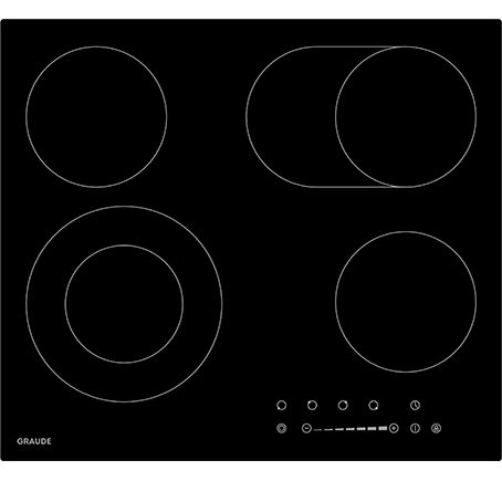 Варочная панель электрическая встраиваемая Graude / Грауде EK 60.2 черный стеклокерамика 59х5.2х52см 4 конфорки / плита для кухни / электроплита