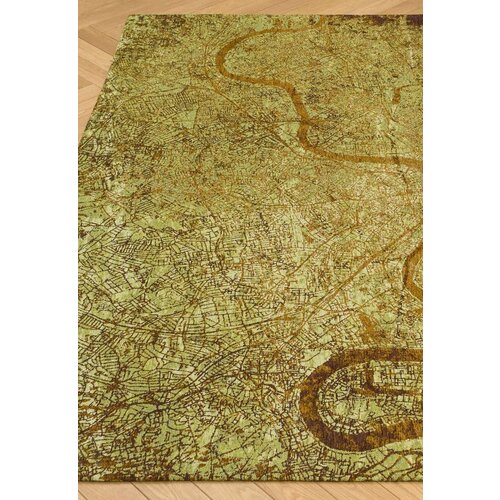 Ковер на пол 1,7 на 2,4 м в спальню, гостиную, для кухни, безворсовый, оливковый, коричневый Streets London LS5281-L265