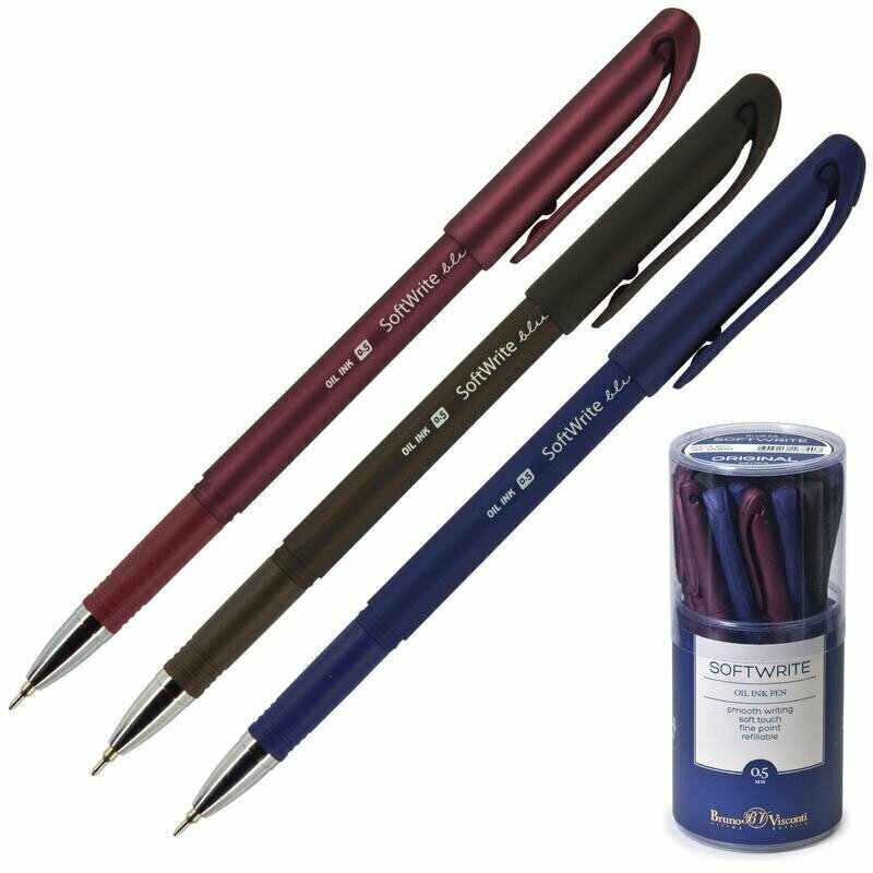 Ручка шариковая неавтоматическая масляная Bruno Visconti Softwrite Original синяя толщина линии 0.5 мм, 1157507