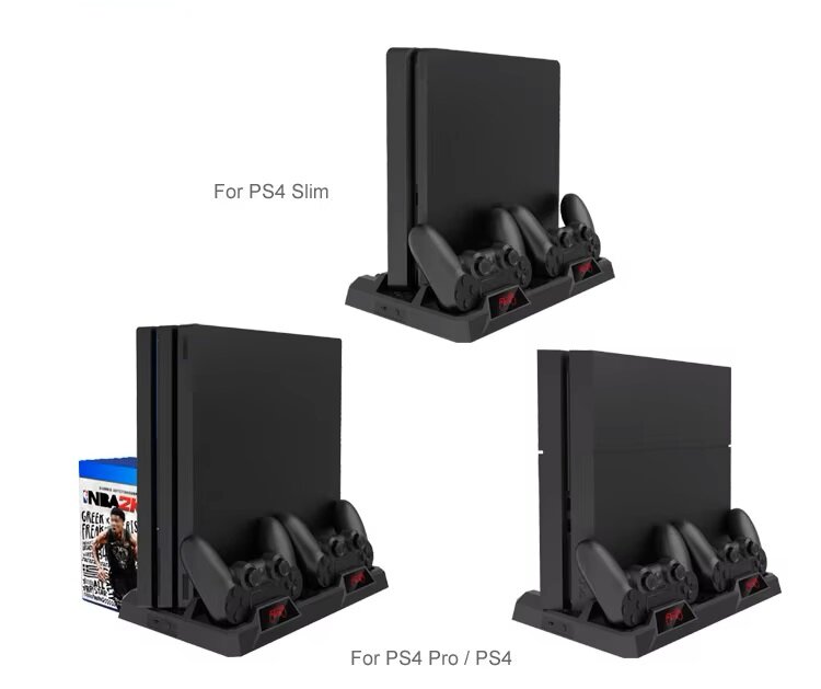 Многофункциональный стенд и зарядная станция DOBE для PS4/Slim/PRO с индикаторами и функцией охлаждения, TP4-18119 — фото 1