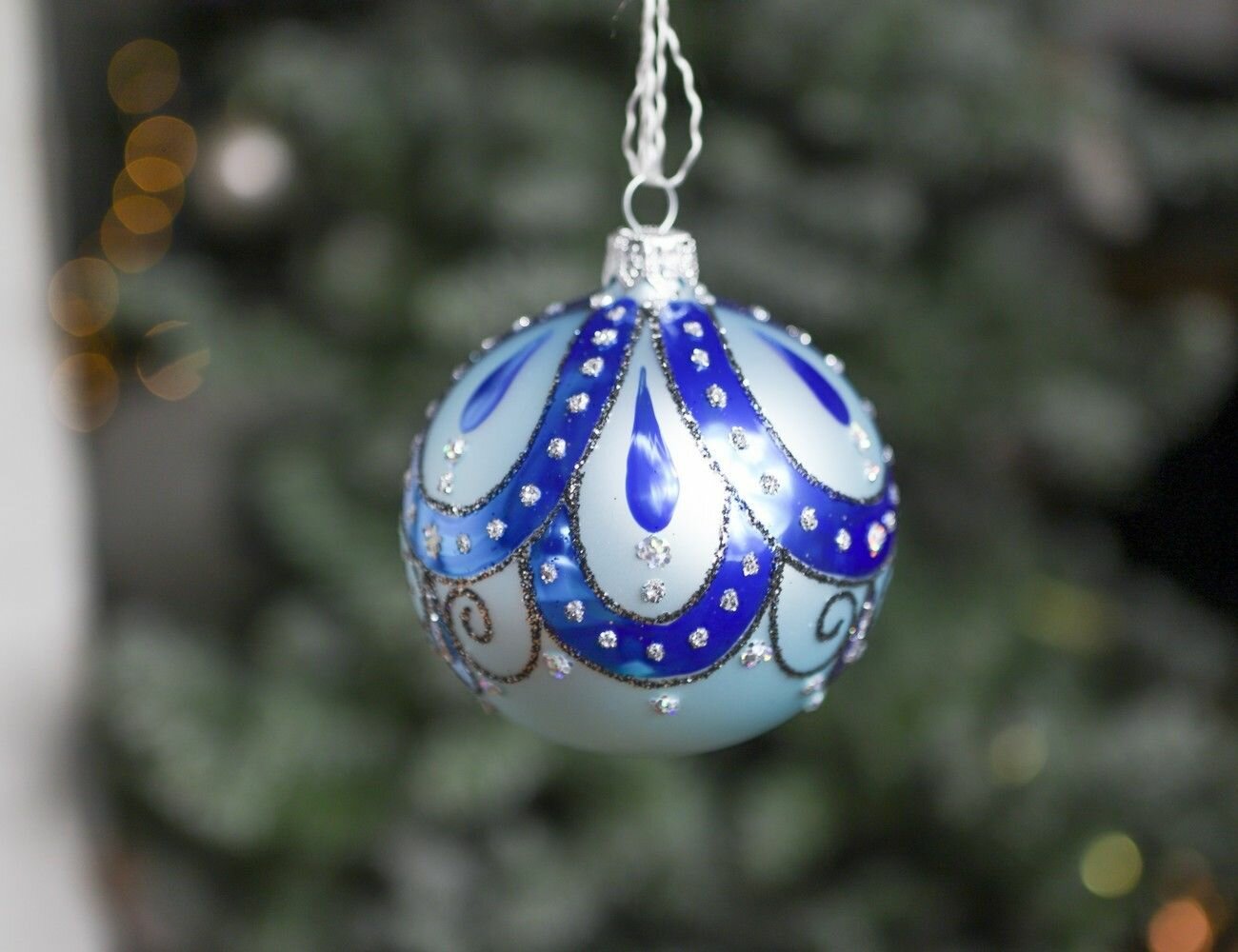 Ёлочный шар рондо, голубой, 85 мм, Елочка С2133-гол