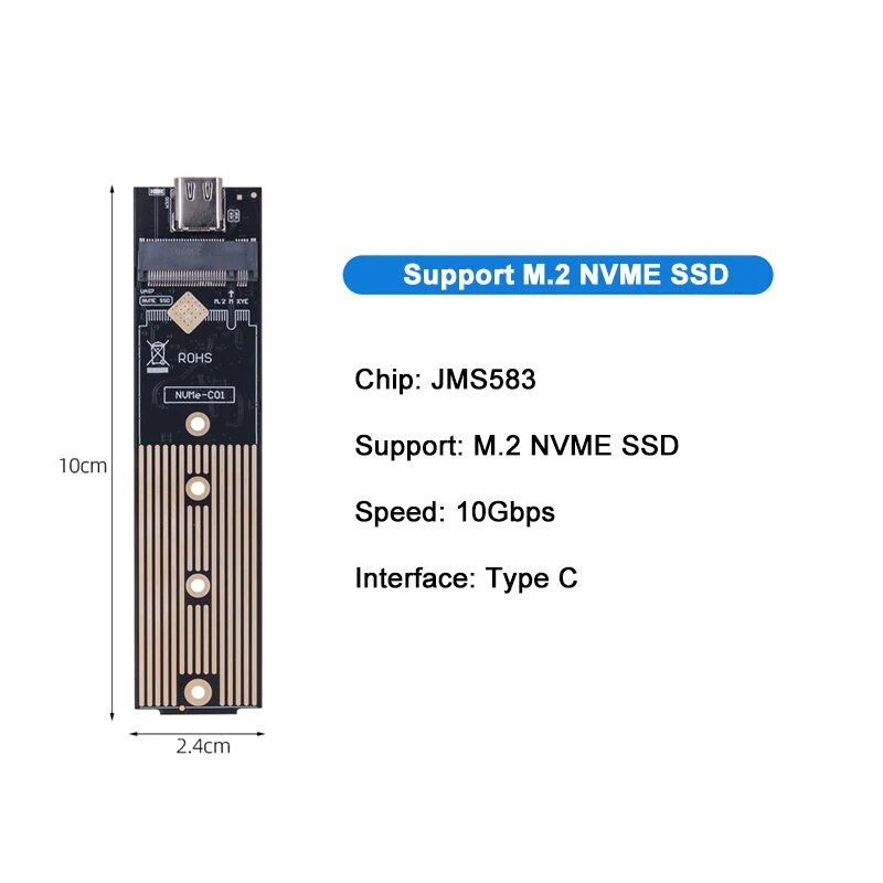 Переходник M.2 на USB 3.0 TYPE C Riser Board NGFF B+M Key 6 Гбит/с M.2 NVME M Key 10 Гбит/с для 2230 2240 2260 2280 M2 SSD, C01 583 C Female