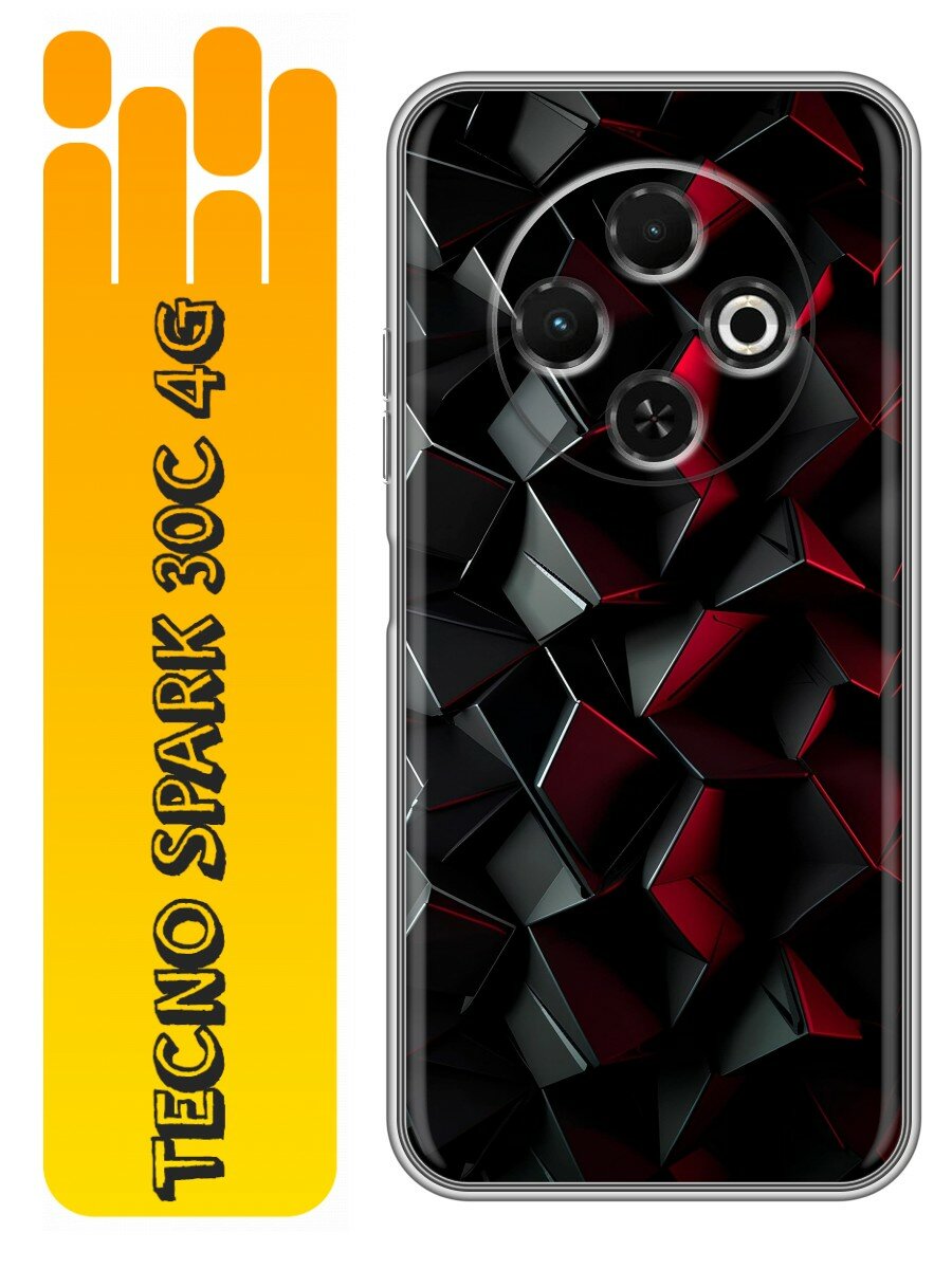 Чехол для Tecno Spark 30C с принтом Черный принт (Техно Спарк 30С)