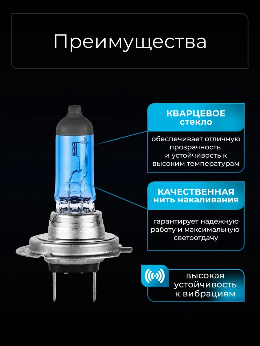 Комплект галогенных автомобильных ламп H7(Clearlight)12V-55W XenonVision (2 шт.), MLH7XV — фото 1