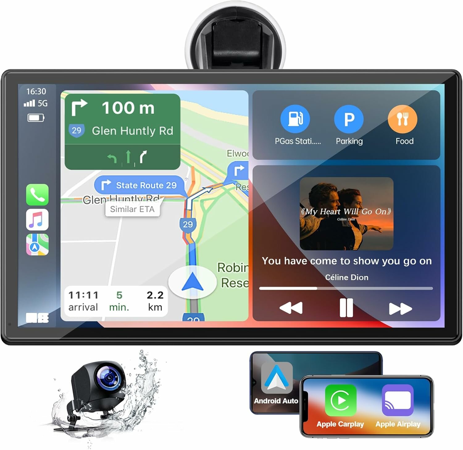 9-дюймовая беспроводная автомобильная стереосистема с Apple Carplay и камерой заднего вида 1080P, портативный сенсорный экран Car Play GPS-навигация для автомобиля, автомобильные аудиоприемники