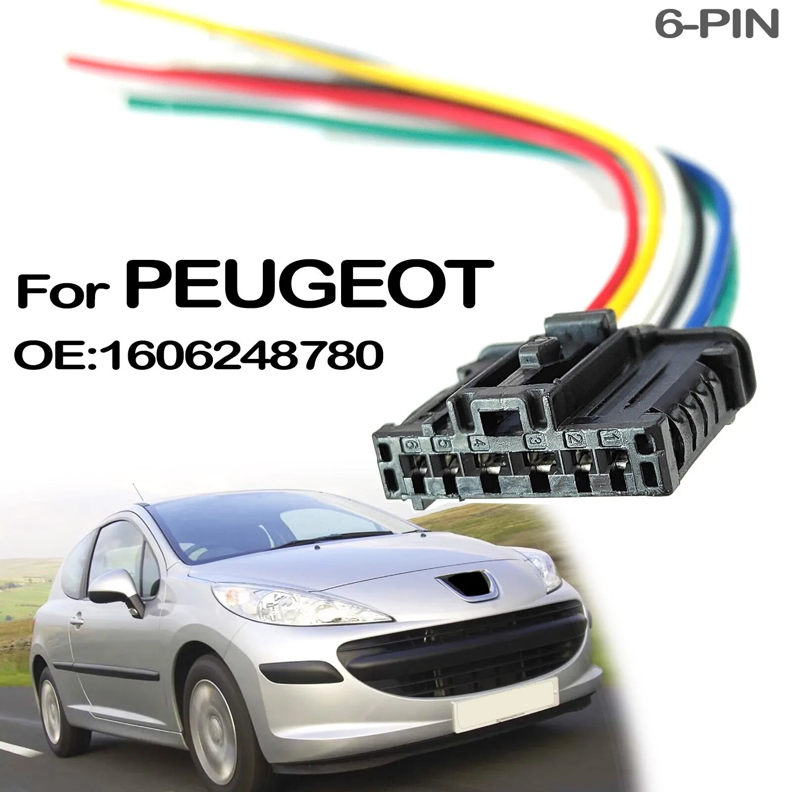 Для PEUGEOT 206 207 208 301 307 308 508 1007 2008 EXPERT PARTNER задний фонарь 6-контактный разъем с косичкой предварительно подключенная 1606248780