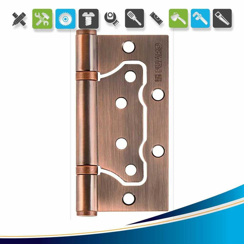 Петля без врезки N100500/2BB-AC/BL 100x75x2.5 мм сталь цвет античная медь