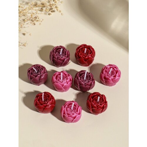 Набор свечей декоративных Пионы 9 шт 353525 см розово-фиолетовые 14144 см 834₽