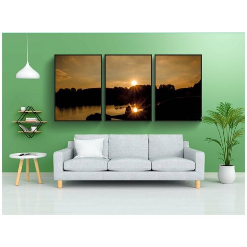 фото Набор модулных постеров для интерьера "заход солнца, солнце, светить" 60x90 см. в тубусе, без рамки lotsprints