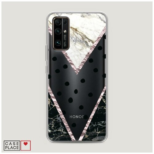фото Чехол силиконовый honor 30 гороховый узор с мрамором case place