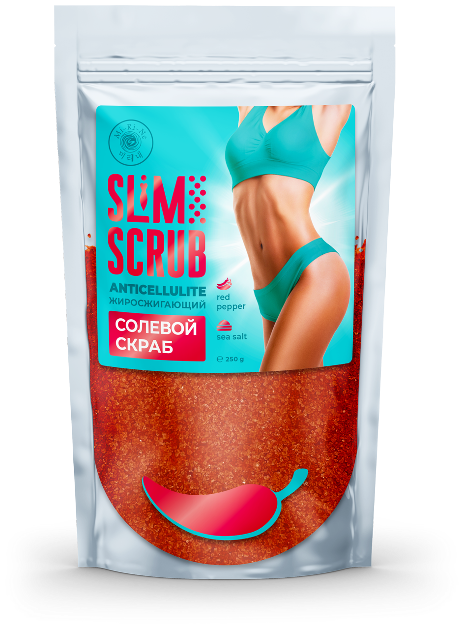 Mi-Ri-Ne Slim Scrub Антицеллюлитный солевой скраб для тела Жиросжигающий с красным перцем 250 г 1 шт