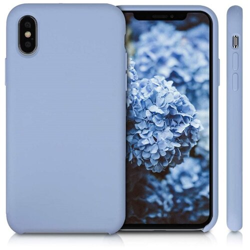 фото Чехол силиконовый для apple iphone x / xs голубой матовый full cover
