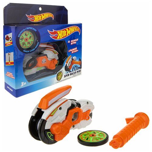фото Игрушка hot wheels spin racer mini "рыжий ягуар" (пуск. механизм с диском, 12 см, коробка, оранж.)