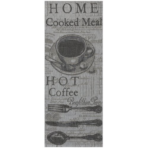 Ковер на пол, циновка 0,8 на 2 м для кухни, безворсовая, серая Refectory BR557-B33