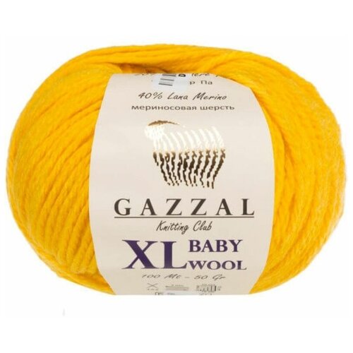 Пряжа Gazzal Baby Wool XL (Беби Вул) - 5 мотков Цвет: Желтый (812), 40% мериносовая шерсть, 20% кашемир, 40% акрил, 100м/50г