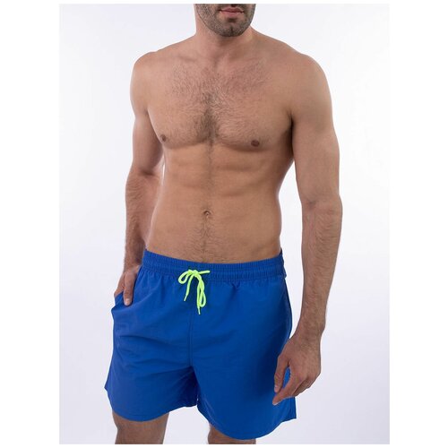 фото Плавательные шорты мужские однотонные , шорты с сеткой внутри, ярко синий цвет, размер m anymalls