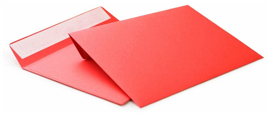 Конверты квадратные красные C5 160x160, 120г/м2, лента, 100 штук