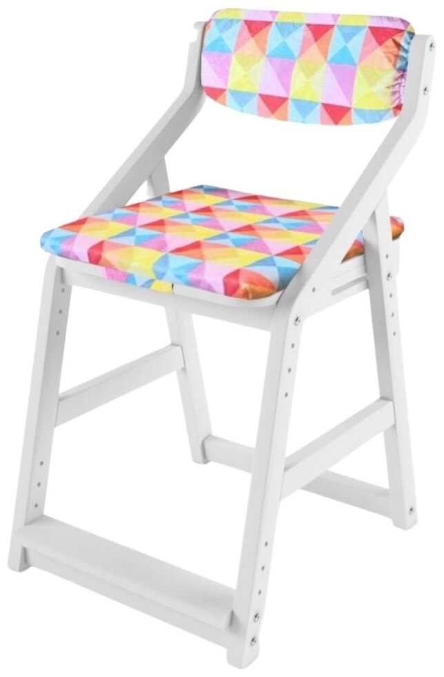 Детский растущий стул Робин Wood с подушками (38 Попугаев), цвет: Белый/Ромбы