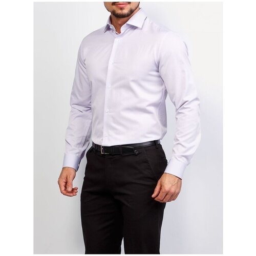 фото Рубашка мужская длинный рукав greg 171/139/114/zv, приталенный силуэт / slim fit, цвет сиреневый, рост 174-184, размер ворота 39