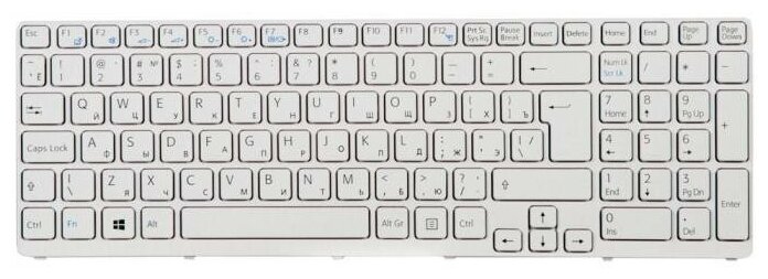 Клавиатура (keyboard) для ноутбука Sony Vaio, белая, вер. Enter, 149028851