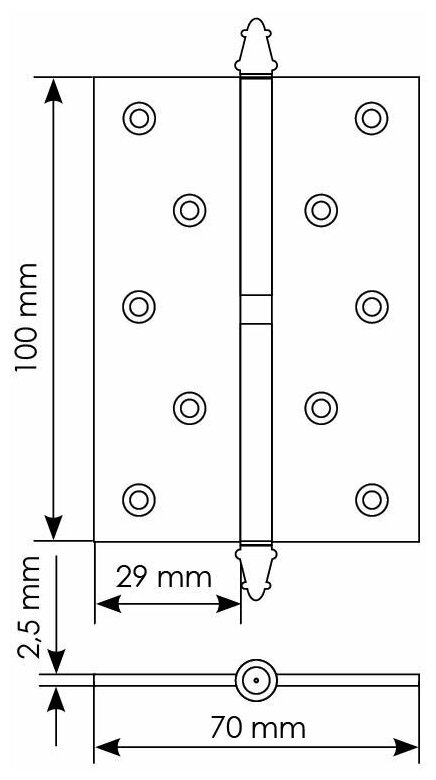 Morelli MS 100X70X2.5 R AB, Петля стальная правая, цвет-бронза MS 100X70X2.5 R AB 9008870 - фотография № 2