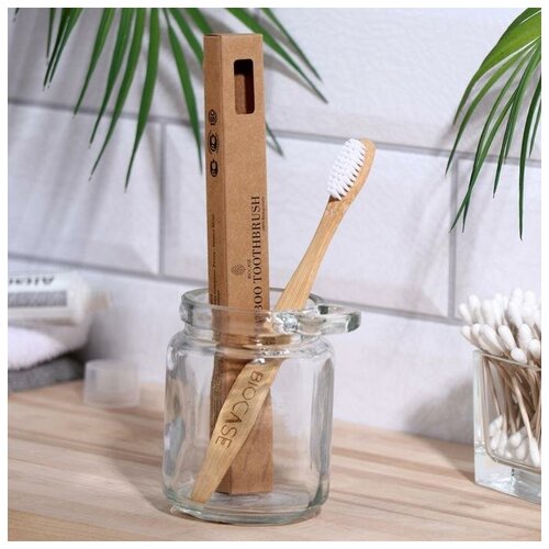 Бамбуковая зубная щётка Biocase, для взрослых, белая