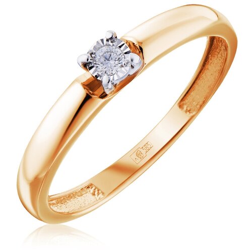 кольцо золотое с бриллиантами арт 3212728 9 Кольцо Ювелир Карат, красное золото, 585 проба, бриллиант, размер 17, золотой