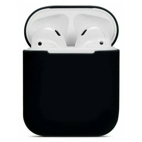 фото Ультратонкий чехол для airpods 2 / airpods 1 / силиконовый чехол для аирподс 1 и 2 противоударный матовый (черный) filigran