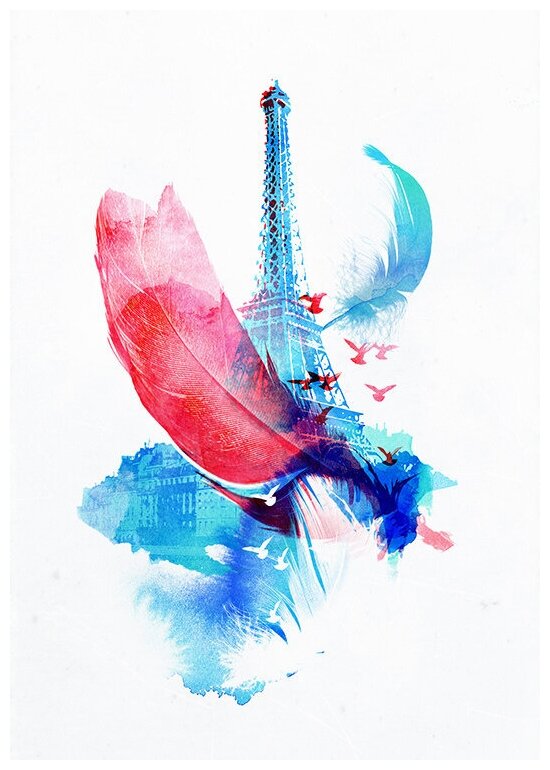Интерьерный постер на стену картина для интерьера в подарок плакат "Paris" размера 40х50 см 400*500 мм репродукция без рамы в тубусе