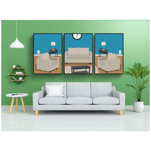 фото Набор модулных постеров для интерьера "гостиная, дом, номер" 60x90 см. в тубусе, без рамки lotsprints