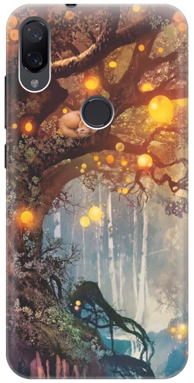 Ультратонкий силиконовый чехол-накладка для Xiaomi Mi Play с принтом "Лиса на древе"