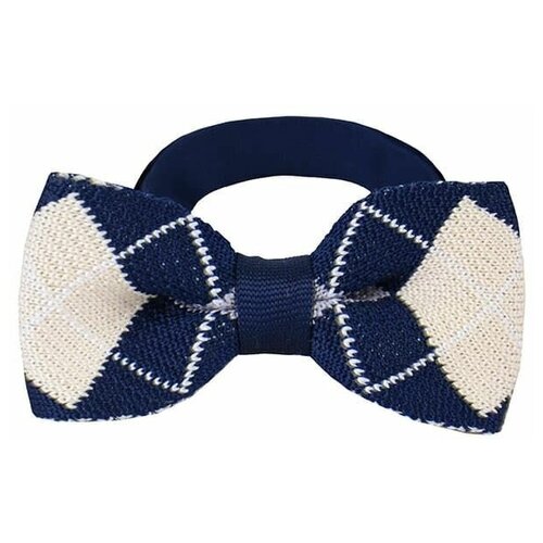 Галстук-бабочка / Street Soul / Jazzman Профессор Ромбы / тёмно-синий с бежевыми ромбами / (One size)