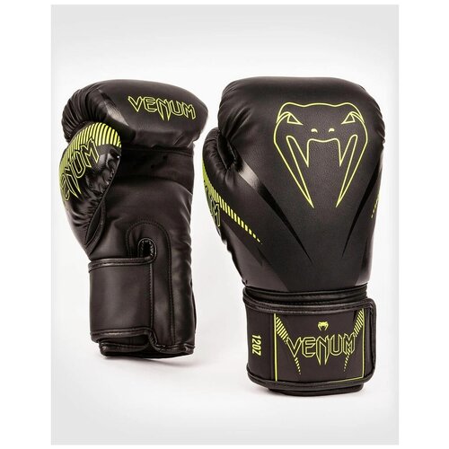 Перчатки боксерские Venum Impact Black/Neo Yellow 8 унций 