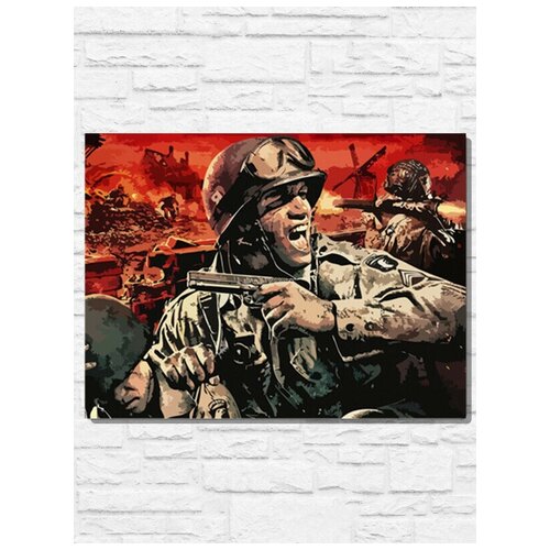 Картина по номерам на холсте игра Brothers in Arms Hells Highway (PS, Xbox, PC, Switch) - 11039 Г 30x40