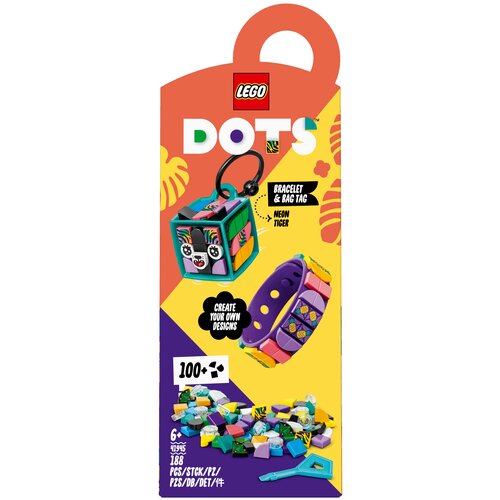 Конструктор LEGO DOTS 41945 Браслет и бирка для сумки Неоновый тигр, 188 дет.