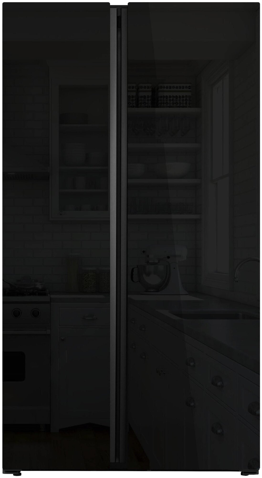 Холодильник HYUNDAI , двухкамерный, черное стекло - фото №1
