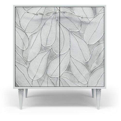 Комод BOGACHO Арт Классика с 2-мя полками белый с серебром