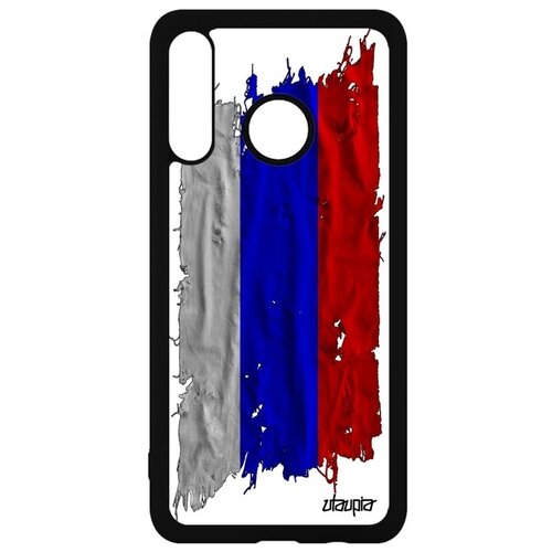 фото Красивый чехол на телефон // huawei p30 lite // "флаг россии на ткани" дизайн патриот, utaupia, белый