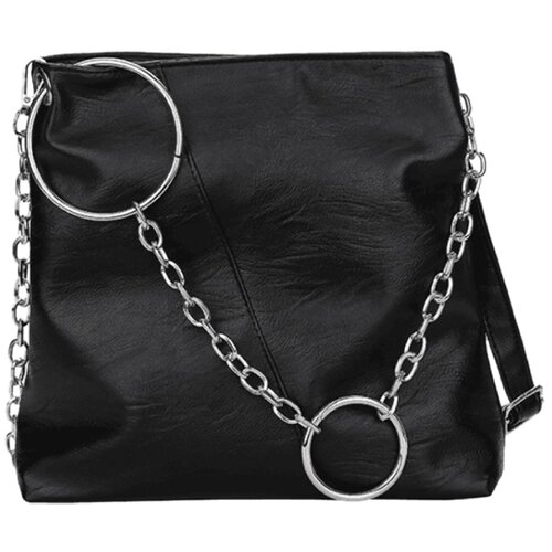 Сумка женская, кросс-боди, черная, с длинным ремешком, с цепочкой