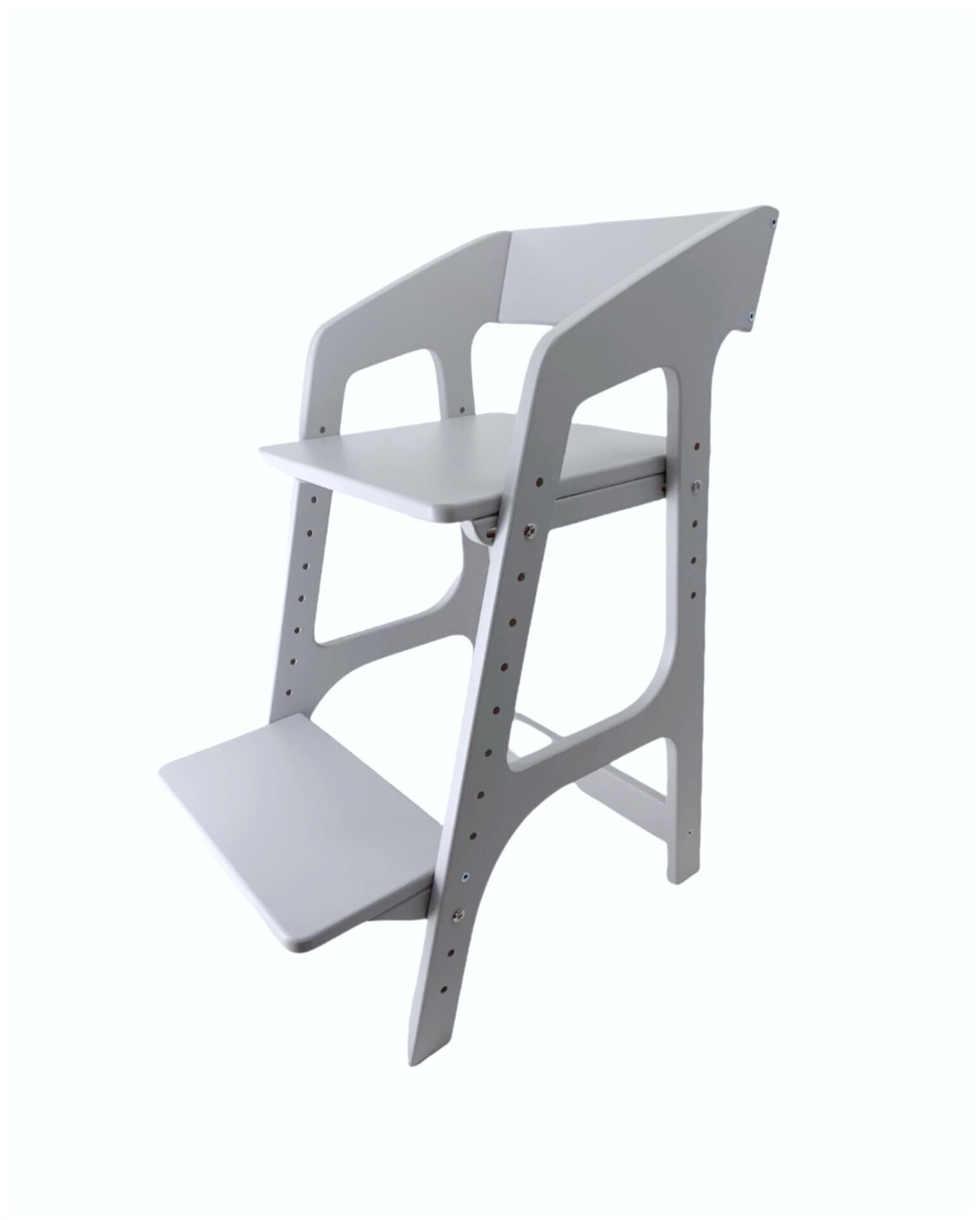 Растущий стул для детей FORLIKE, светло-серый с подлокотниками, деревянный регулируемый по высоте стул