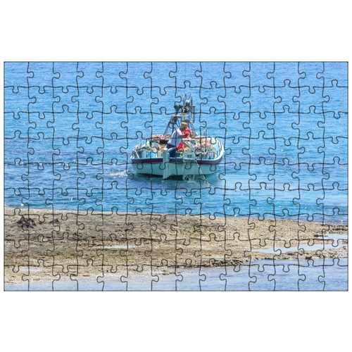 фото Магнитный пазл 27x18см."кипр, рыболовная лодка, море" на холодильник lotsprints