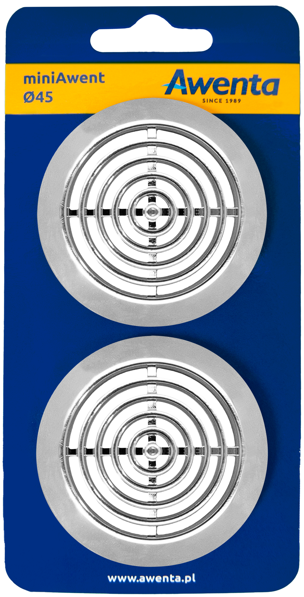 Решетка вентиляционная 2 шт, Awenta RM Т73, диаметр 45/58, пластик, серебристая - фотография № 3